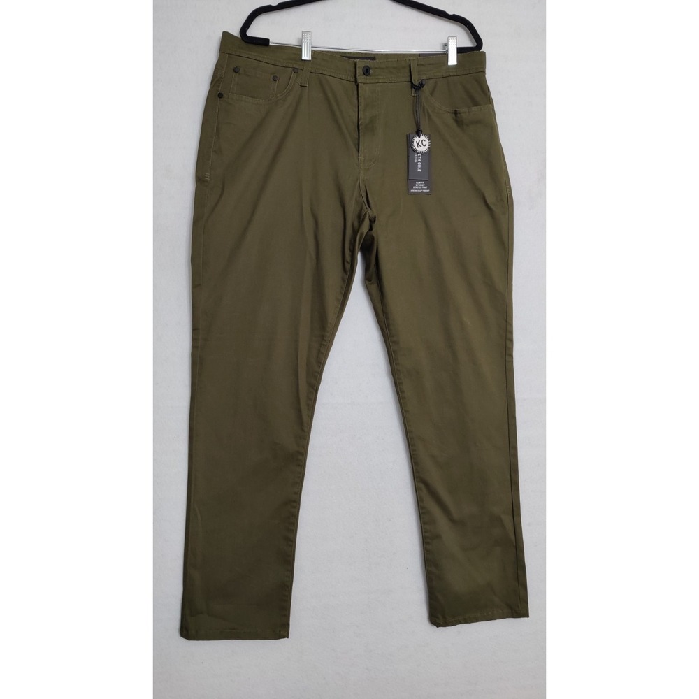 kenneth cole slim fit 5 pocket pant a techni-cole product olive color Sz 38x32